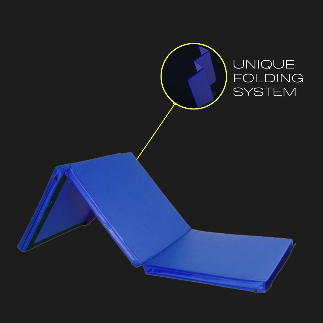 Colchoneta Plegable (180cm x 60cm x 5cm) Yoga - Gimnasia - Fitness (Azul)